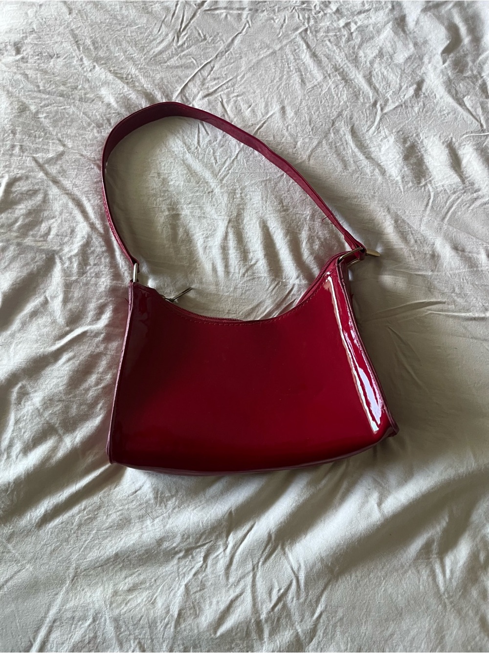 Red Patent Shoulder Bag - Sleek Women’s Handbag